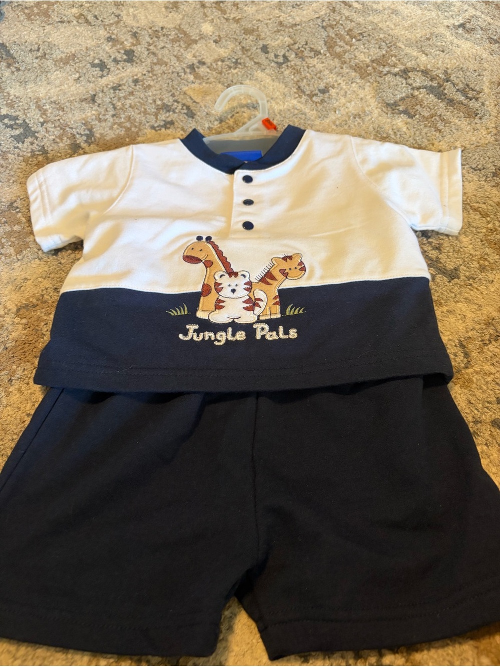 Jungle Pals Baby Two-Piece Set - White & Navy